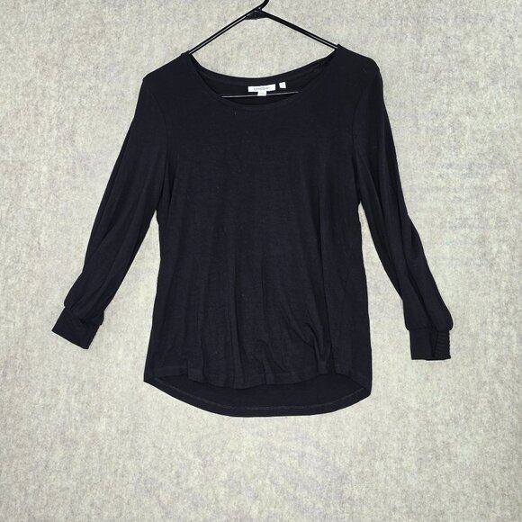 Chicos Black Long Sleeve Top With Ruched Cuffs - Picture 1 of 7